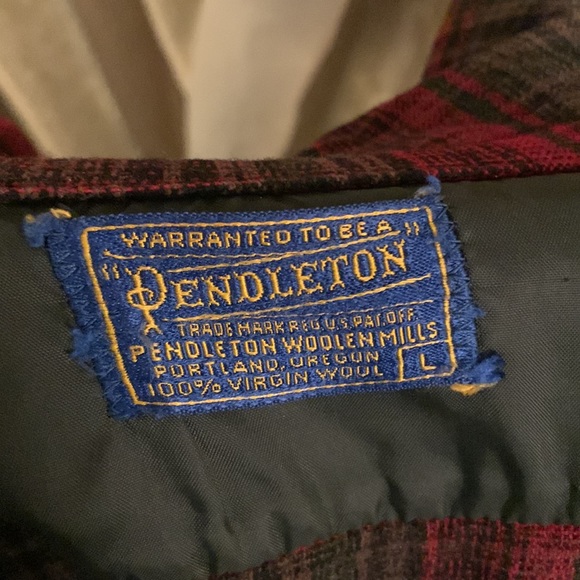 Pendleton true vintage rich red green black plaid wool board shirt L/modern M - Picture 5 of 6